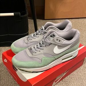 Nike Air Max 1 Gray and Mint Sneakers